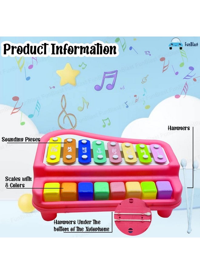 FunBlast Xylophone - Xylophone for Kids, Kids Musical Instruments, Kids Xylophone, Xylophone for 1 Year Old, Kids Drums & Percussion, Hammering & Pounding Toys, Hand Knock Piano Toys (Red) - Image 3