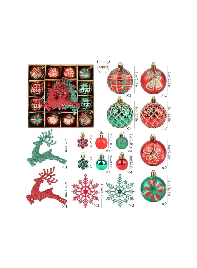 The Bros Christmas Ball Ornaments, Christmas Tree Baubles Painted Plastic Christmas Balls for Christmas Holidays Festive Wedding Party Home Decoration (BO03) - Image 2