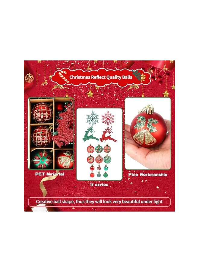 The Bros Christmas Ball Ornaments, Christmas Tree Baubles Painted Plastic Christmas Balls for Christmas Holidays Festive Wedding Party Home Decoration (BO03) - Image 4