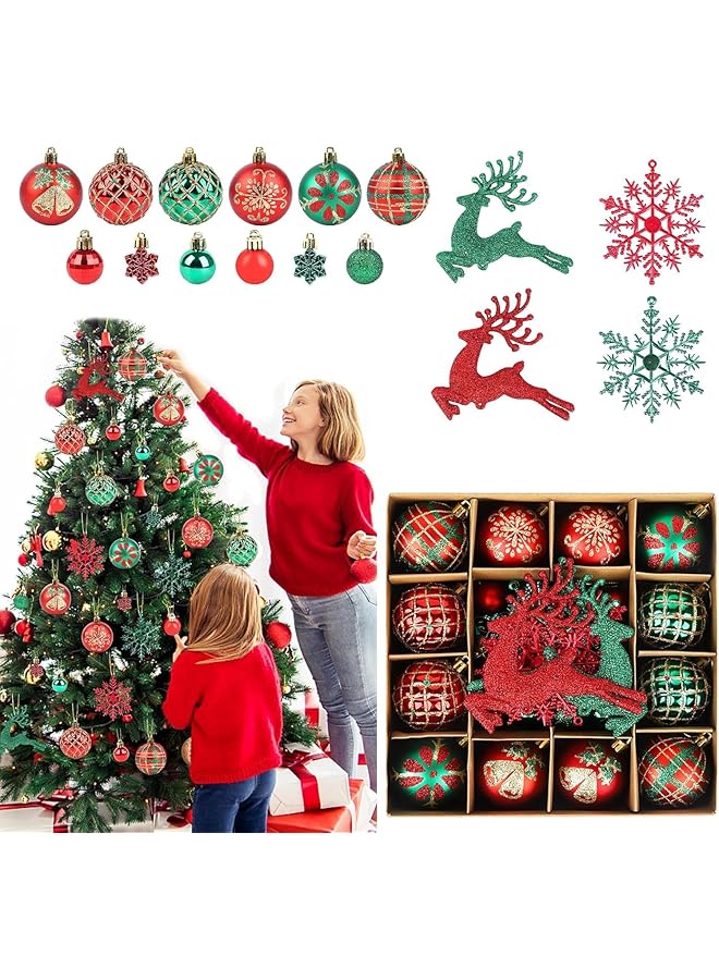 The Bros Christmas Ball Ornaments, Christmas Tree Baubles Painted Plastic Christmas Balls for Christmas Holidays Festive Wedding Party Home Decoration (BO03) - Image 1