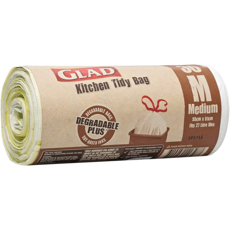 Glad Kitchen Tidy Degradable Plus Medium Bags Size 55cm x 61cm 30pcs