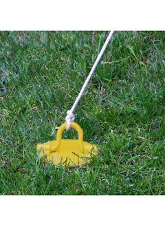 12-Inch Spiral Ground Anchor with Folding Ring - Outdoor Heavy Duty Yellow Powder-Coated Steel Stake Screw - Yard Tie Out Spike for Dogs, Tents, Tarps, and Basketball Hoops