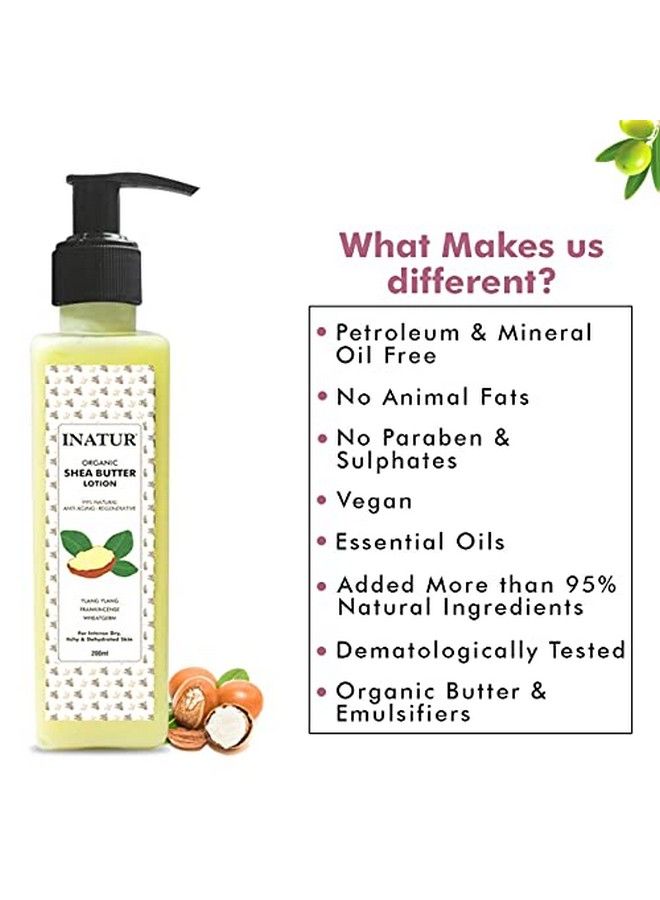 INATUR لوشن الجسم بزبدة الشيا 200 مل | ن | مع زبدة وزيوت عضوية | قوام كريمي غني | يرطب البشرة الجافة | غير لزج | مرطب ومنعش - Image 4