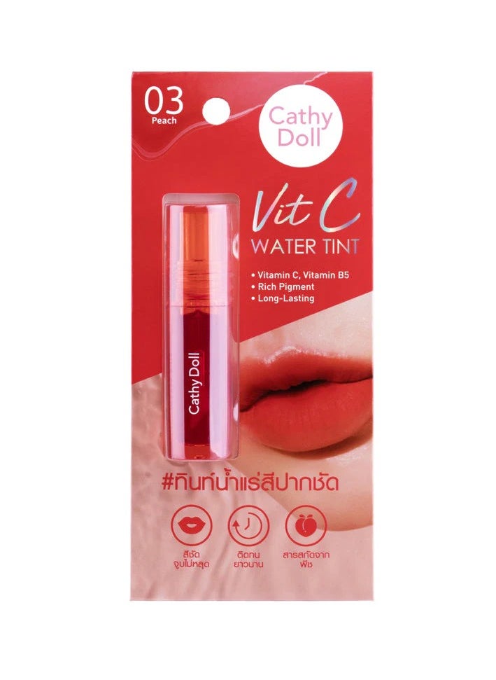 Cathy Doll Cathy Doll Vit C Water Tint - Long-Lasting Peach Lip & Cheek Tint with Vitamin C 