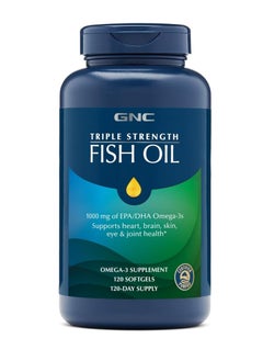 GNC Triple Strength Fish Oil Supplement 120 SoftGels 