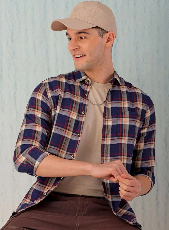 Take Two Men Checked Spread Collar Shirt By HardSoda