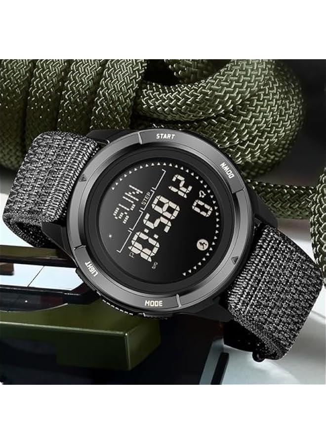 Compass Tactical Watches for Men Women with Metronome Step Counter Countdown Dual Time Alarm Stopwatch Rubber Strap Lightweight Digital Waterproof Watch Orange - Image 2