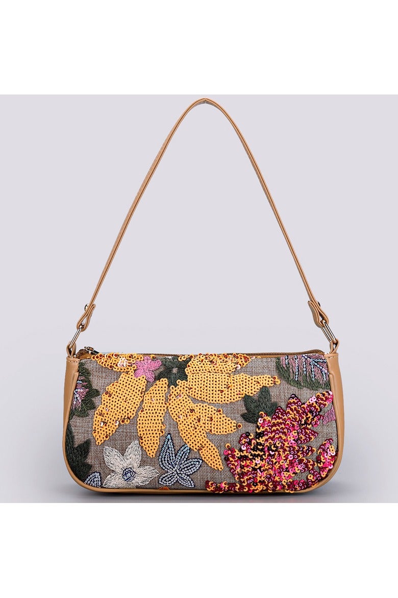 عام حقيبة كتف مطرزة بترتر على شكل زهور - إكسسوارات مطرزة بزهور، حقيبة أنيقة تحت الإبط، حقيبة يد متعددة الاستخدامات، حقيبة نسائية كلاسيكية أنيقة - Image 2