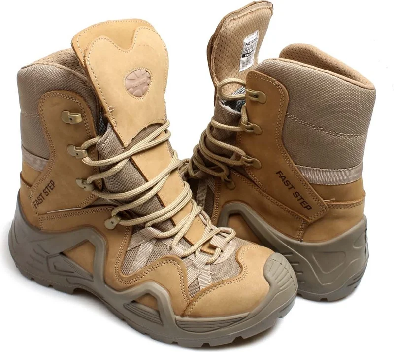 Fast Step Genuine Leather Beige Nubuck Waterproof Tactical Military Men's Outdoor Boots 117sma1490