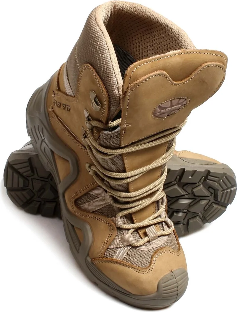 Fast Step Genuine Leather Beige Nubuck Waterproof Tactical Military Men's Outdoor Boots 117sma1490