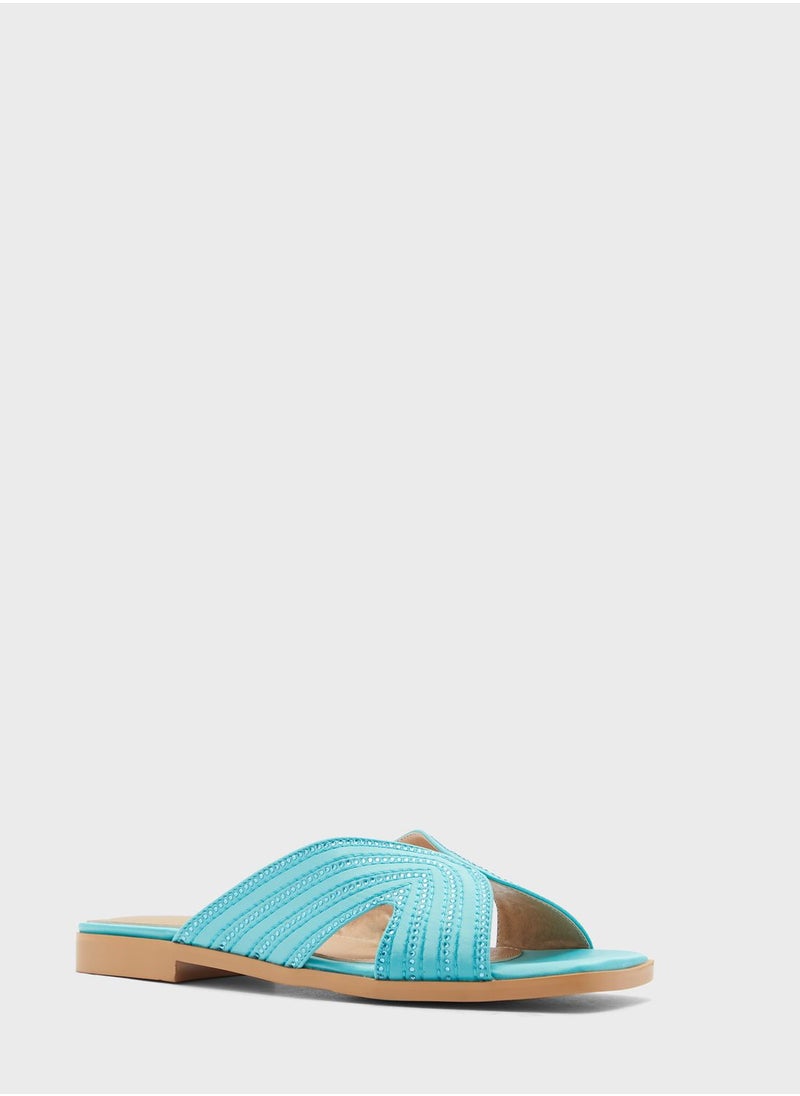 Khizana - Diamante Stitch Cutout Flat Sandal - Image 1