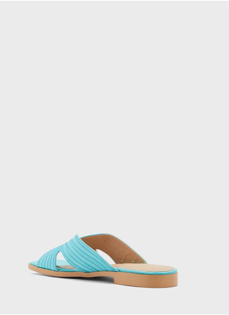 Khizana - Diamante Stitch Cutout Flat Sandal - Image 1
