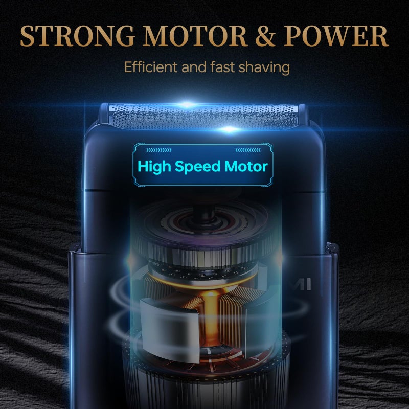 RESNOMI Electric Foil Shavers for Men, Electric Razor for Men Face - 2 Floating Blades, IPX7 Waterproof, 3 Adjustable Gears, LCD Display, Type-C Rechargeable,Wet/Dry Foil Shaver for Travel & Home, Matte Black - Image 3