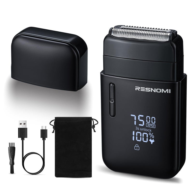RESNOMI Electric Foil Shavers for Men, Electric Razor for Men Face - 2 Floating Blades, IPX7 Waterproof, 3 Adjustable Gears, LCD Display, Type-C Rechargeable,Wet/Dry Foil Shaver for Travel & Home, Matte Black - Image 1
