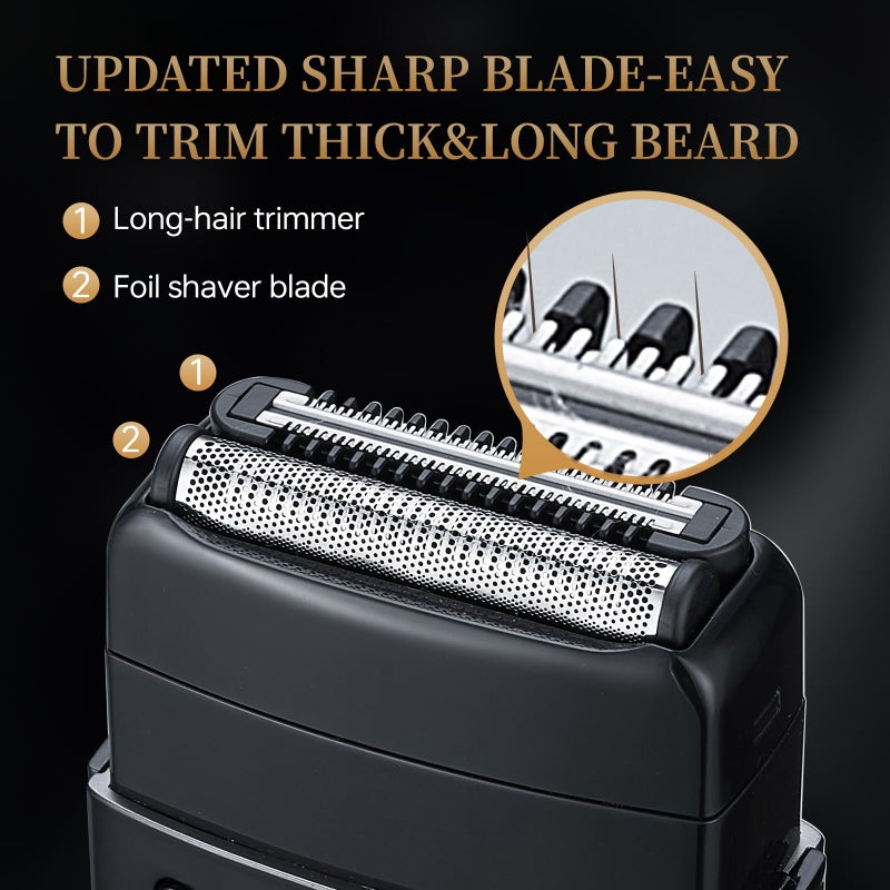 RESNOMI Electric Foil Shavers for Men, Electric Razor for Men Face - 2 Floating Blades, IPX7 Waterproof, 3 Adjustable Gears, LCD Display, Type-C Rechargeable,Wet/Dry Foil Shaver for Travel & Home, Matte Black - Image 2