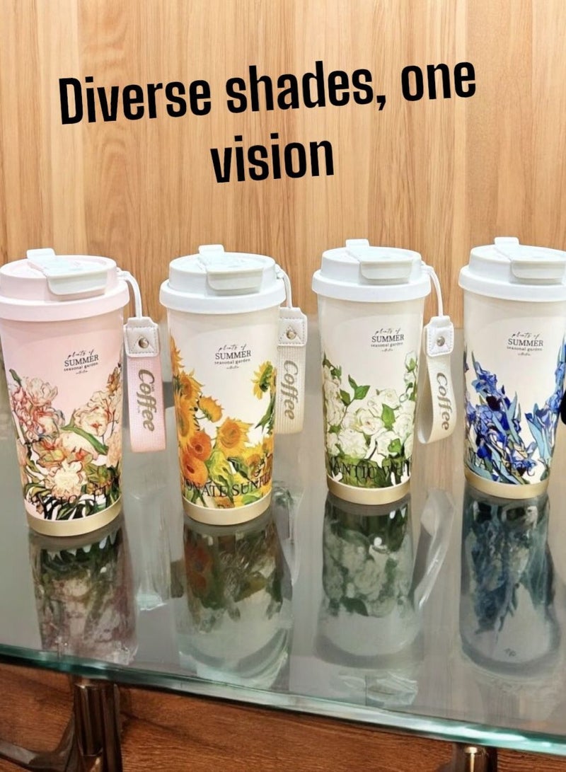 ELITZHUB Premium Stainless Steel Flower Tumbler Travel/Coffee Mug Vacuum Insulated Food Grade Leak Proof Perfect for Travel & Everyday Use Office Gym Home 12 Hours Hot Cold BPA Free 500ml Pink - Image 5