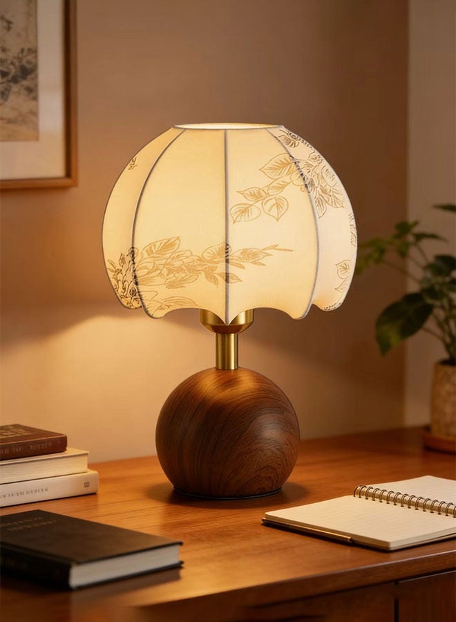 Forthcan Vintage Fabric Table Lamp with Curved Shade, Soft Ambient Light, Iron Painted Body, 3-Color Switch for Bedroom & Living Room Décor - Image 4