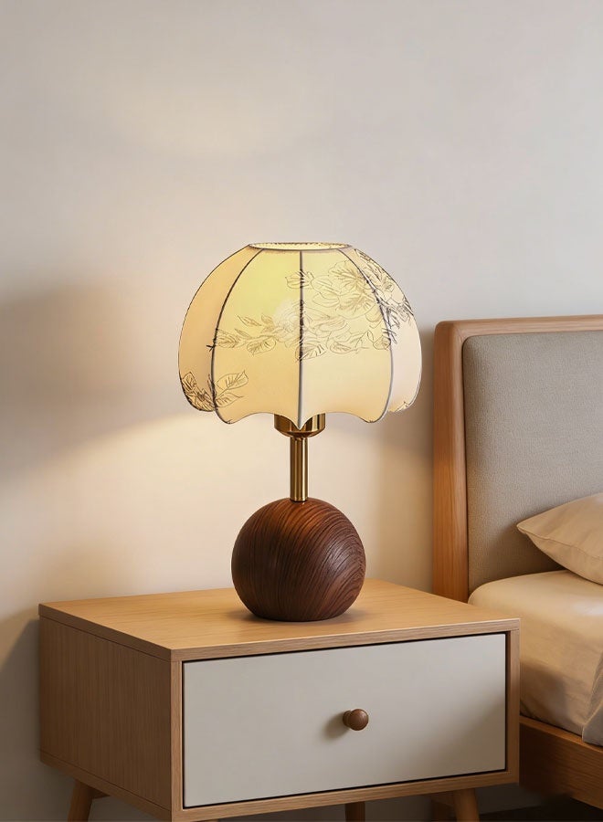 Forthcan Vintage Fabric Table Lamp with Curved Shade, Soft Ambient Light, Iron Painted Body, 3-Color Switch for Bedroom & Living Room Décor - Image 2