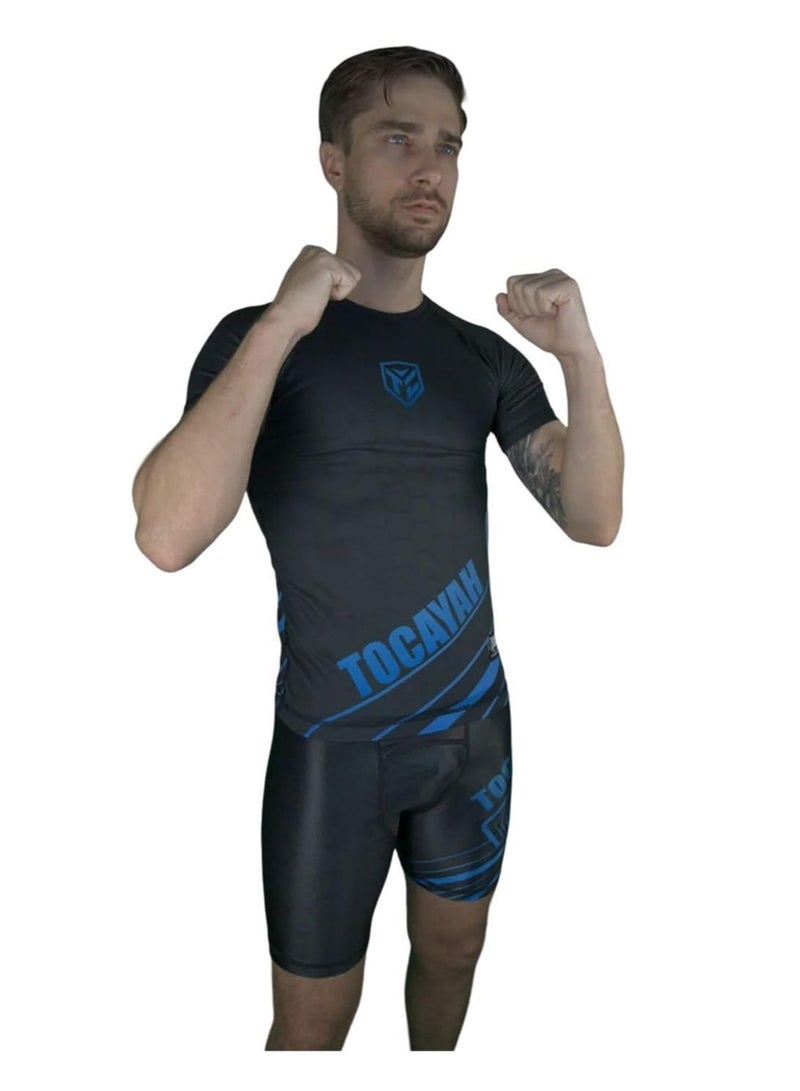 Tocayah Octagon Compression Shorts – Premium Polyester Lycra MMA & BJJ Training Shorts, Breathable Stretch Fight Shorts with Elastic Waistband for Grappling, Kickboxing & Gym - Image 1