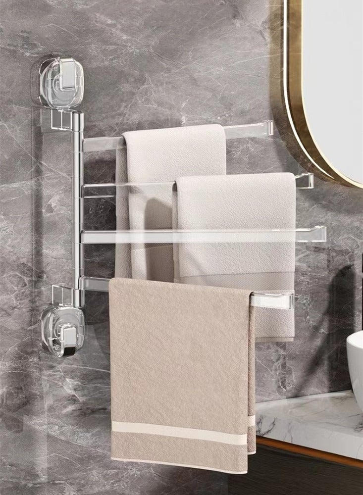 كوتيس حامل مناشف حمام دوار قطعة واحدة يُثبت على الحائط، شفاف 38x5.7x42 سنتيمتر - Image 1