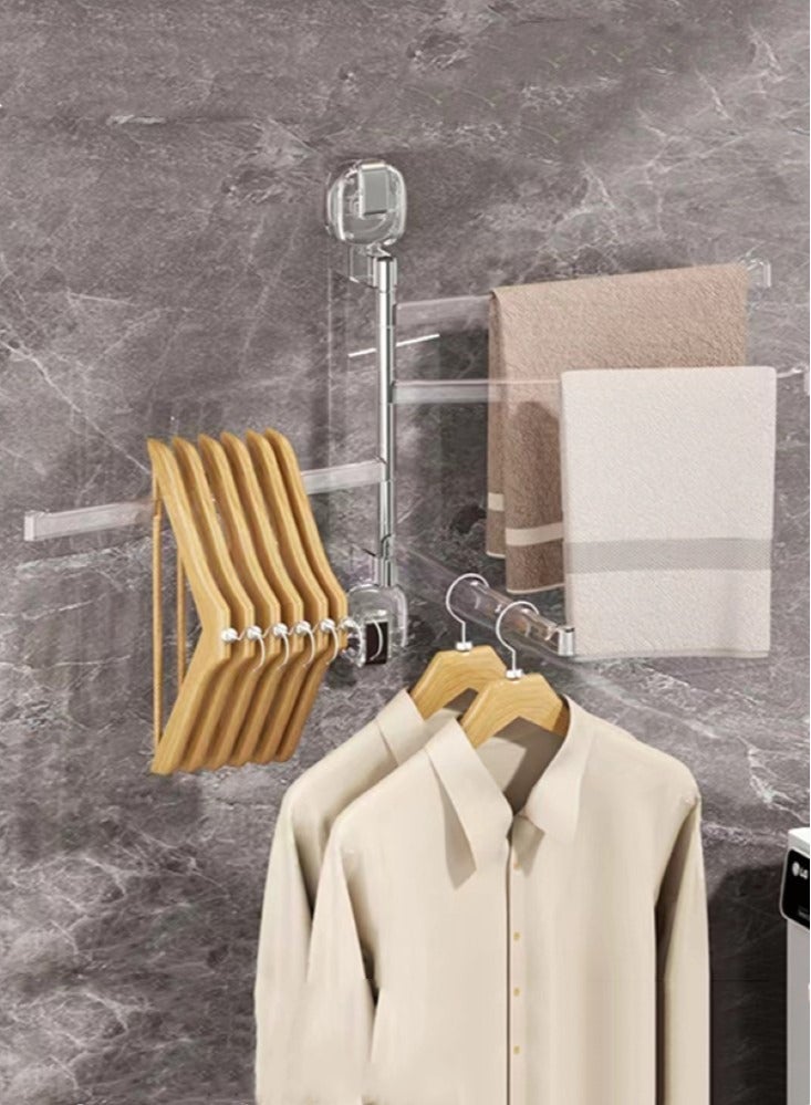 كوتيس حامل مناشف حمام دوار قطعة واحدة يُثبت على الحائط، شفاف 38x5.7x42 سنتيمتر - Image 2