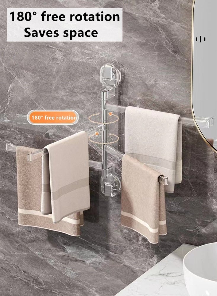 كوتيس حامل مناشف حمام دوار قطعة واحدة يُثبت على الحائط، شفاف 38x5.7x42 سنتيمتر - Image 3