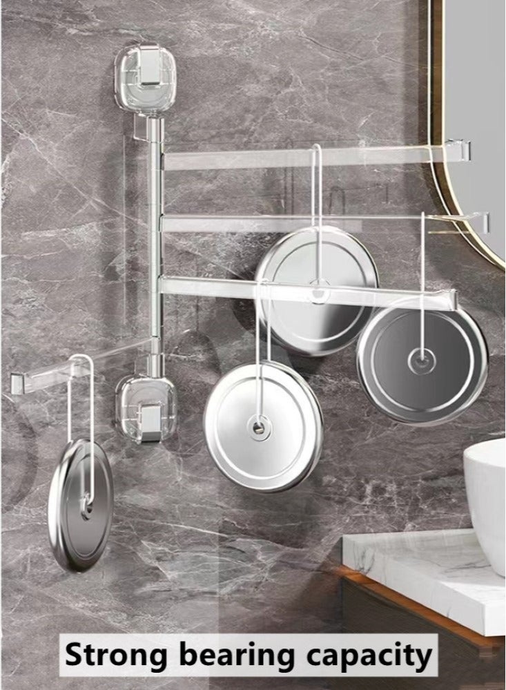 كوتيس حامل مناشف حمام دوار قطعة واحدة يُثبت على الحائط، شفاف 38x5.7x42 سنتيمتر - Image 4