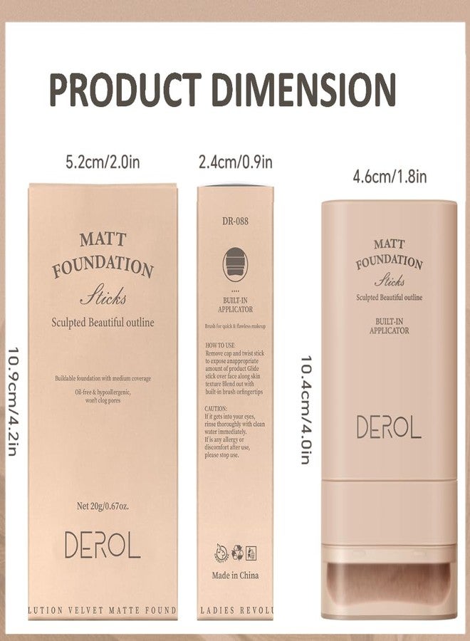JEMPET Matte Foundation Stick Makeup Built-in Foundation Brush - Lightweight Buildable Coverage Face Contour Stick (Wheat, 04) - Image 4