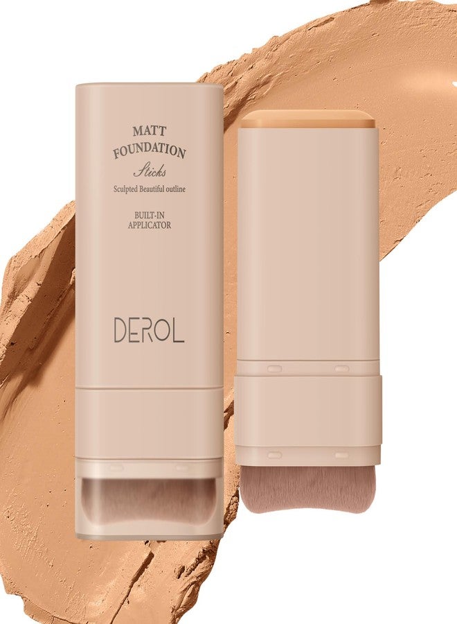 JEMPET Matte Foundation Stick Makeup Built-in Foundation Brush - Lightweight Buildable Coverage Face Contour Stick (Wheat, 04) - Image 1