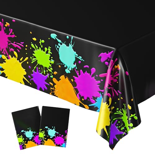 Blue Orchards Glow Party Table Covers Pack of 2 54x108 XL Glow Birthday Party Supplies Art Party Decorations Glow in The Dark Decorations Neon Table Cloths Glow in The Dark Tableware - Image 1