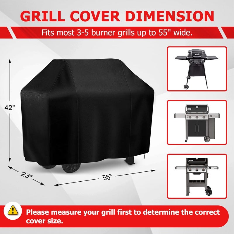 iCOVER 55 Inch Grill Cover, Waterproof Patio Outdoor BBQ Gas Grill Cover Barbecue Smoker Cover for Weber Char-Broil Brinkmann Holland JennAir and More - Image 2