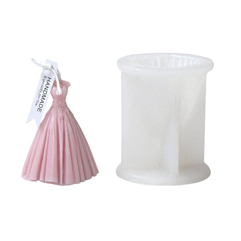 SOFTCREATO Candle Mold I 3D Women Wedding Dress Shape Silicone Scented Wax Mould I for DIY Handmade Ornament, Cake Décor, Aromatherapy, Soap, Resin Art Craft Making Wedding Party Decoration - Image 1