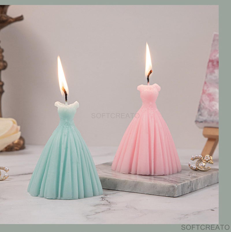 SOFTCREATO Candle Mold I 3D Women Wedding Dress Shape Silicone Scented Wax Mould I for DIY Handmade Ornament, Cake Décor, Aromatherapy, Soap, Resin Art Craft Making Wedding Party Decoration - Image 2