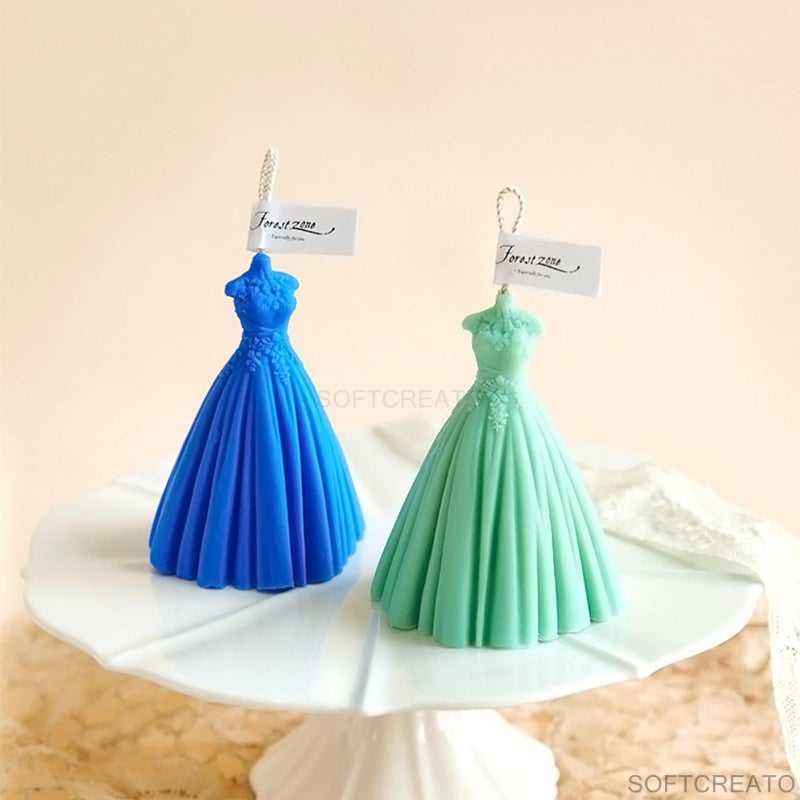 SOFTCREATO Candle Mold I 3D Women Wedding Dress Shape Silicone Scented Wax Mould I for DIY Handmade Ornament, Cake Décor, Aromatherapy, Soap, Resin Art Craft Making Wedding Party Decoration - Image 4
