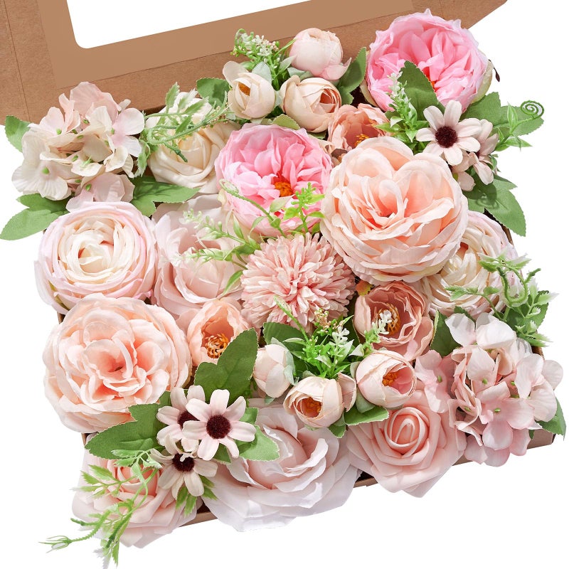 Serwalin Artificial Flowers Pink Wedding Flowers Silk Flowers with Stems Fake Cake Flowers for Wedding Bouquets Centerpieces Spring Decor Baby Shower Decoration