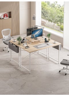 ADEBOLA Study Desk with Storage Bag,Home Office Computer Desk with Monitor Stand 110*50*75 CM  - Image 4