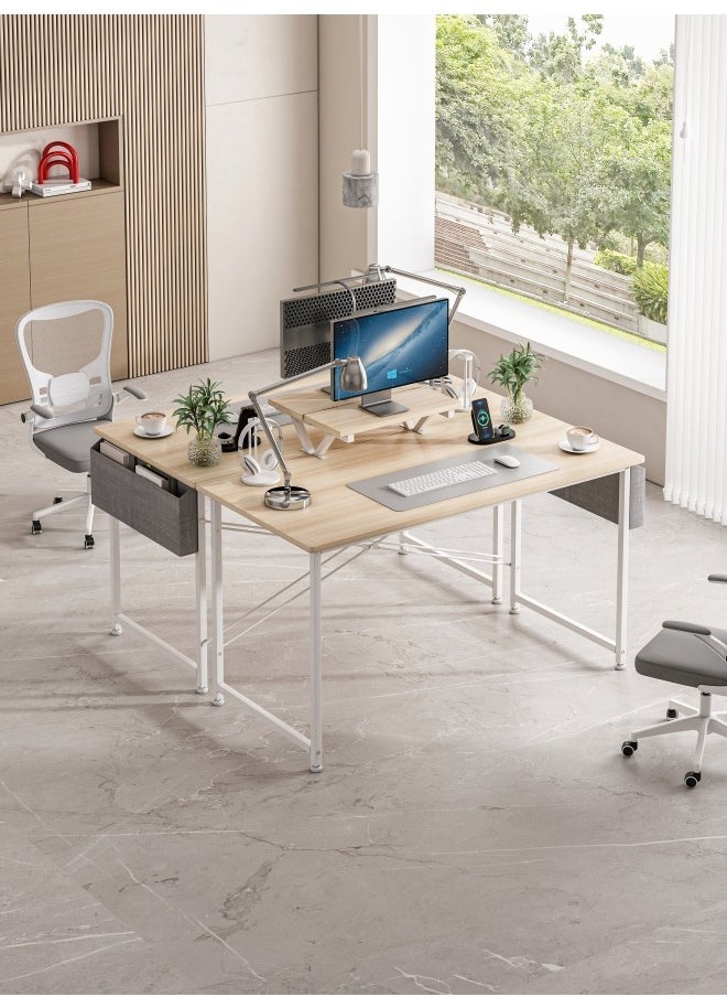 ADEBOLA - Study Desk with Storage Bag,Home Office Computer Desk with Monitor Stand 110*50*75 CM - Image 1