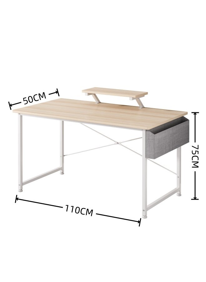 ADEBOLA - Study Desk with Storage Bag,Home Office Computer Desk with Monitor Stand 110*50*75 CM - Image 1