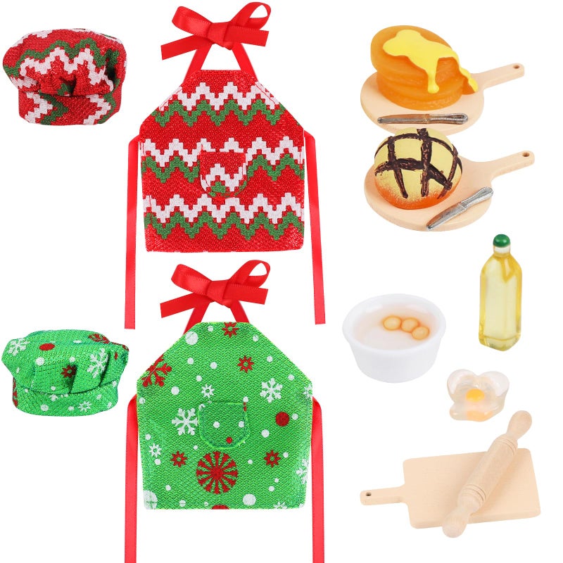 DERAYEE Christmas Elf Accessories Mini Elf Doll Baker Outfit Kit with Cooking Baking Props for Xmas Decorations - Image 3