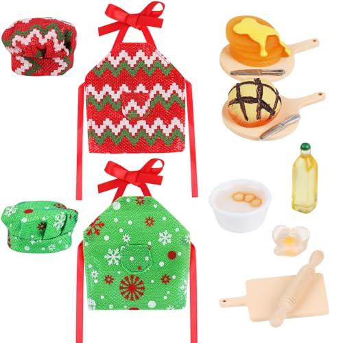 DERAYEE Christmas Elf Accessories Mini Elf Doll Baker Outfit Kit with Cooking Baking Props for Xmas Decorations - Image 1
