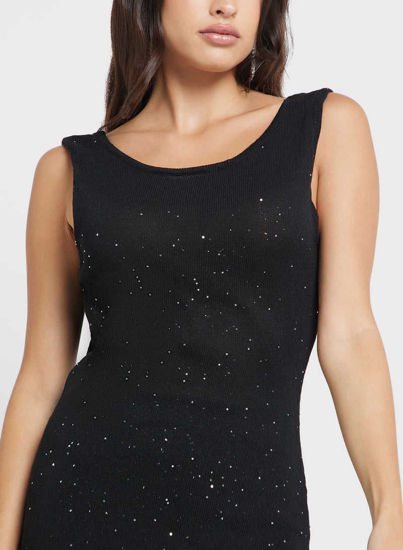 جينجر فستان سهرة بدون أكمام لامع - Image 3