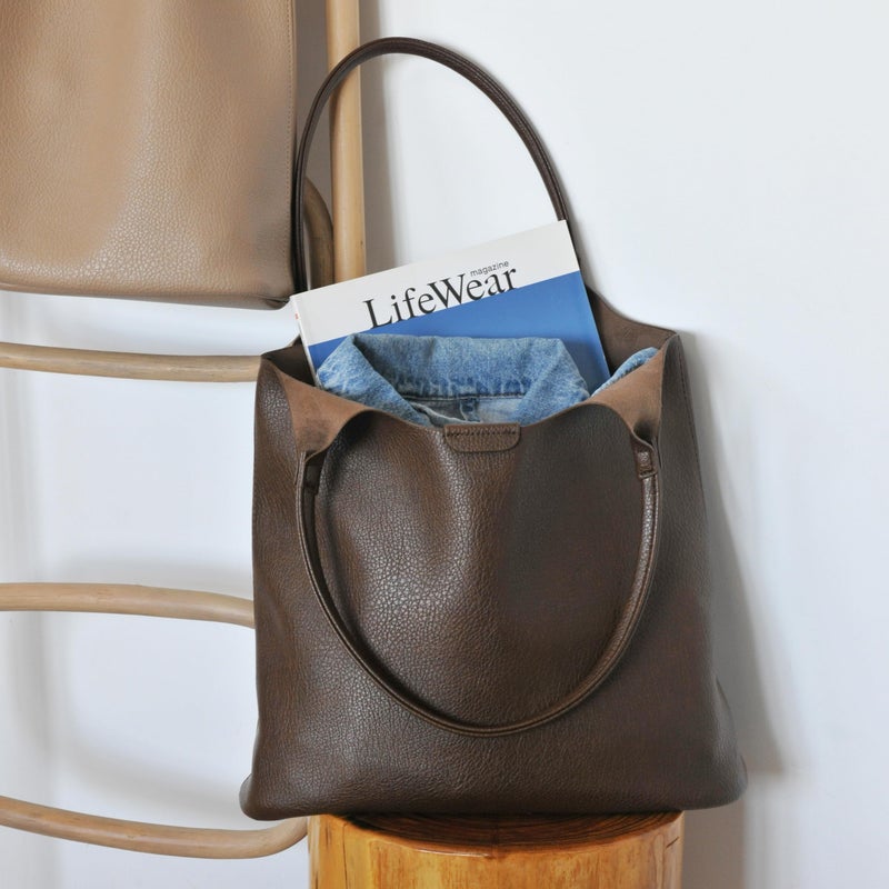 Hoxis Soft Vegan Leather Tote Bag for Women Hobo Handbag Purse for Travel and Everyday (Coffee) - Image 3
