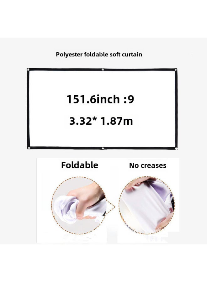 Neutral Polyester Simple Folding Soft Curtain 100 Inch 120 Inch Outdoor Portable Hd Projector Screen With Hook - Image 1