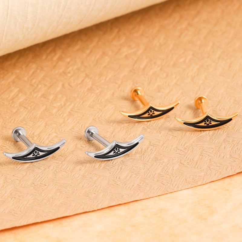 Humorrap Helix Piercing Jewelry 16G 8mm, ASTM F136 Titanium Threadless Flatback Stud for Conch, Flat, Tragus, Halloween Gothic Cartilage Earrings - Image 5