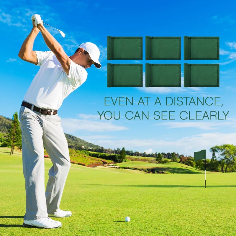 Oudain 6 Pcs Golf Target Flag with Tube Inserted Waterproof Putting Golf Flags 420D Nylon Mini Pin for Yard Indoor Outdoor Backyard Garden Portable, 8 x 6 Inch - Image 5