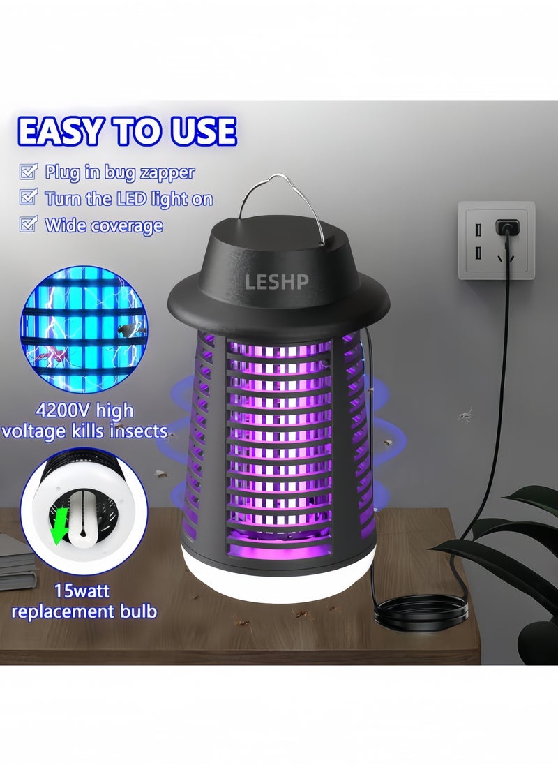 LESHP - Outdoor insect killer, mosquito killer with LED light, outdoor and indoor fly trap, insect killer electric fly trap, suitable for garden - Image 1