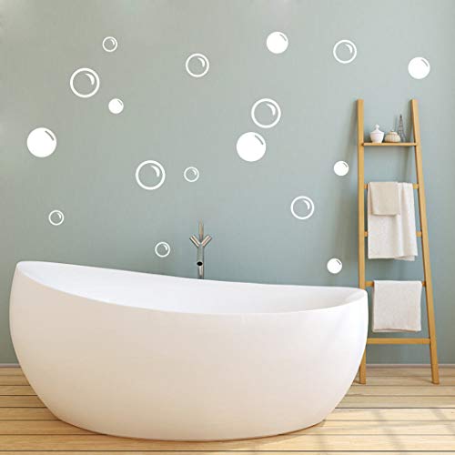 GESTYZ 90 Large Soap Bubbles Wall Decals, Bathroom Decals, Wall Art, Vinyl Stivkers for Bathroom, Bedroom, Nursery Decor A35 (White) - Image 1