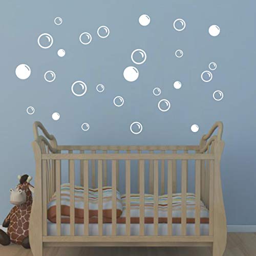 GESTYZ 90 Large Soap Bubbles Wall Decals, Bathroom Decals, Wall Art, Vinyl Stivkers for Bathroom, Bedroom, Nursery Decor A35 (White) - Image 3