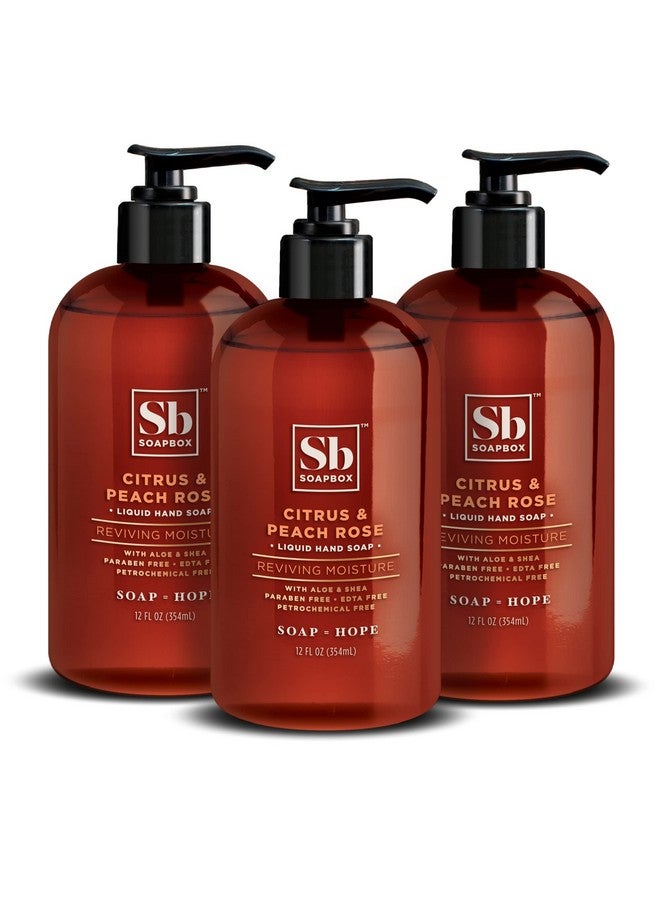 Soapbox Liquid Hand Soap, Citrus & Peach Rose - Gentle, Moisturizing Hand Cleanser, Aromatic & Soothing, Vegan & Cruelty Free Hand Wash for Kitchen and Bathroom, 12oz Pump Bottles (Pack of 3) - Image 1