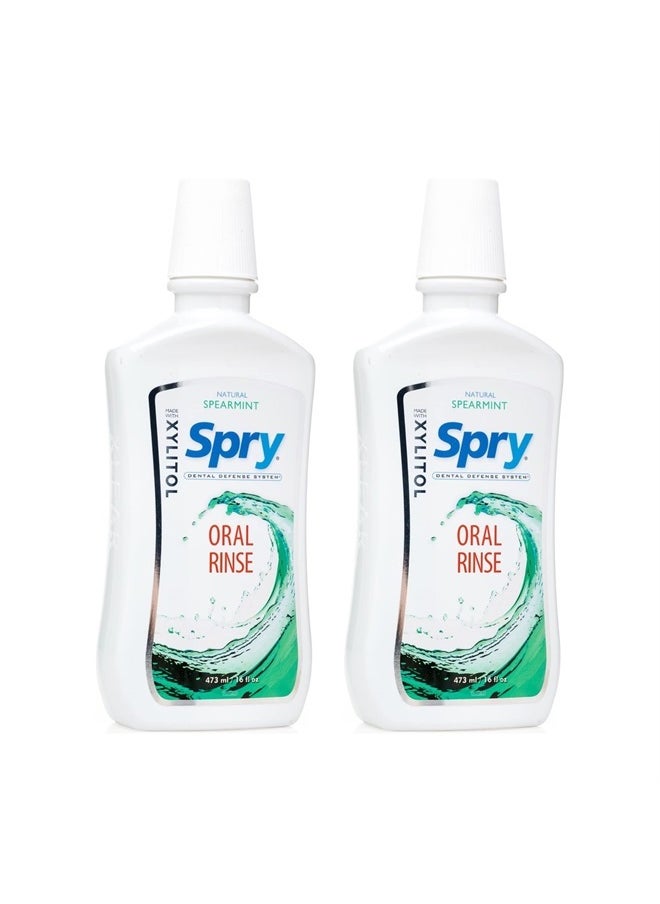 Spry Xylitol Oral Rinse, Spearmint - 16 fl oz (Pack of 2)  - Image 1